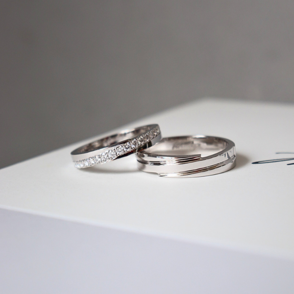  Ivy Cặp nhẫn vàng trắng Moissanite CP-Ivy-WG10 