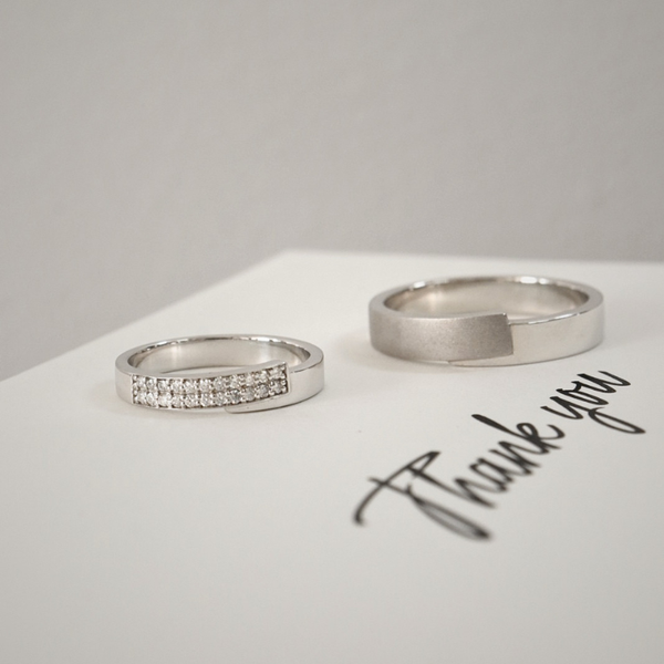  Lovis Cặp nhẫn vàng trắng Moissanite CP-Lovis-WG10 