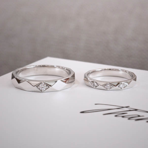 Luna Cặp nhẫn vàng trắng Moissanite CP-Luna-WG10