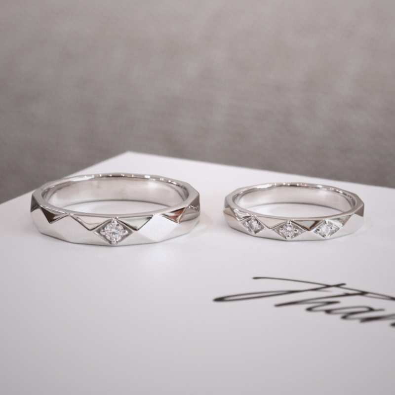  Luna Cặp nhẫn vàng trắng Moissanite CP-Luna-WG10 