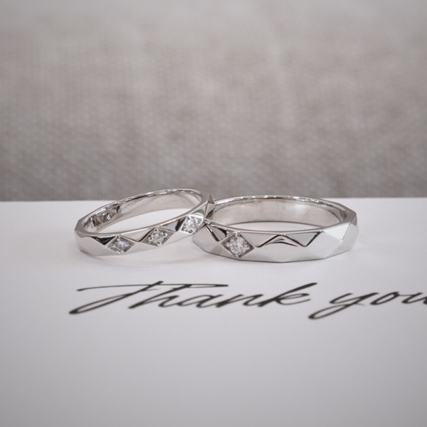 Luna Cặp nhẫn vàng trắng Moissanite CP-Luna-WG10