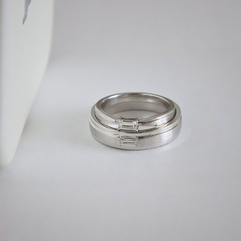 Purity Cặp nhẫn vàng trắng Moissanite CP-Purity-WG10