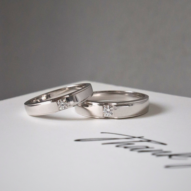  Quinny Cặp nhẫn vàng trắng Moissanite CP-Quinny-WG10 