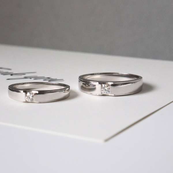  Quinny Cặp nhẫn vàng trắng Moissanite CP-Quinny-WG10 