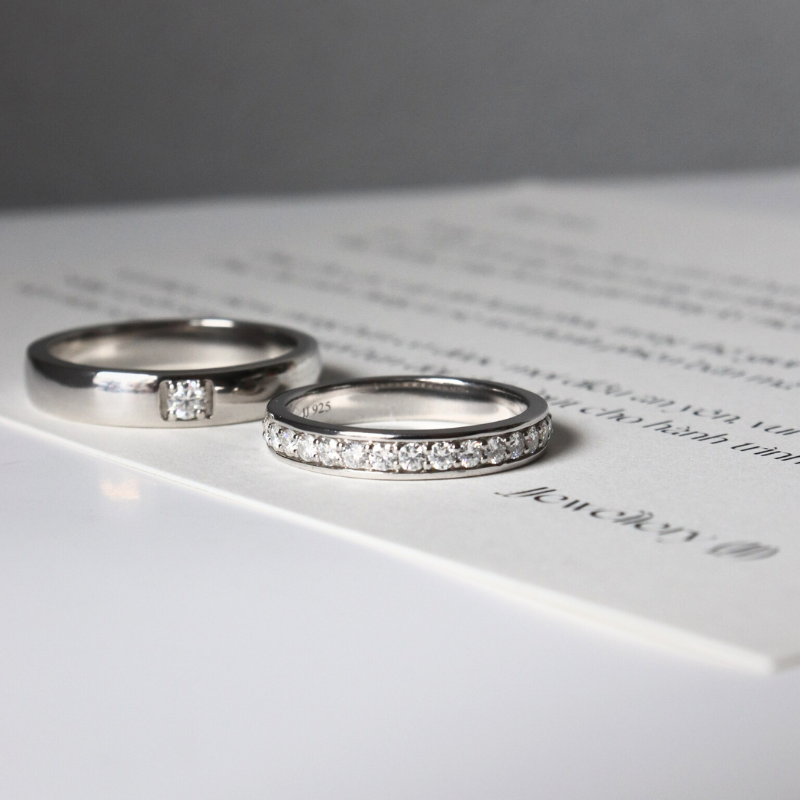  Selene Cặp nhẫn vàng trắng Moissanite CP-Selene-WG10 