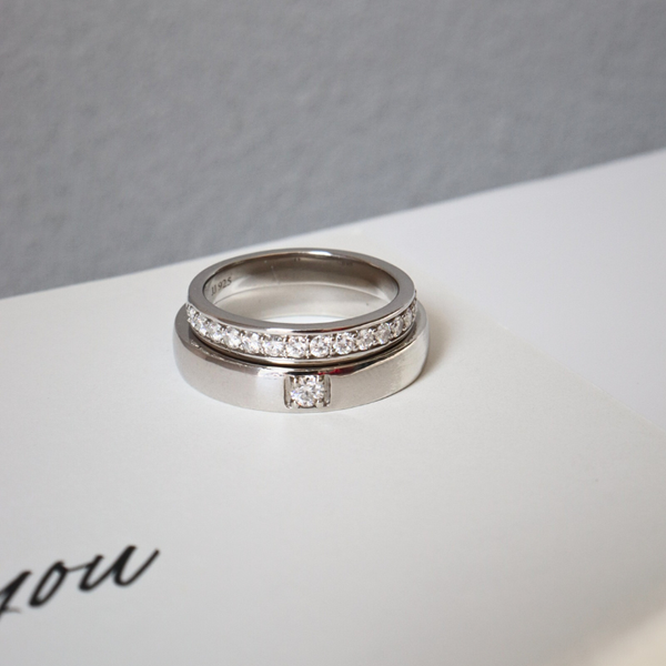  Selene Cặp nhẫn vàng trắng Moissanite CP-Selene-WG10 