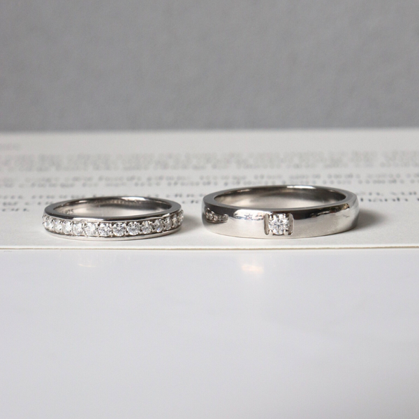  Selene Cặp nhẫn vàng trắng Moissanite CP-Selene-WG10 