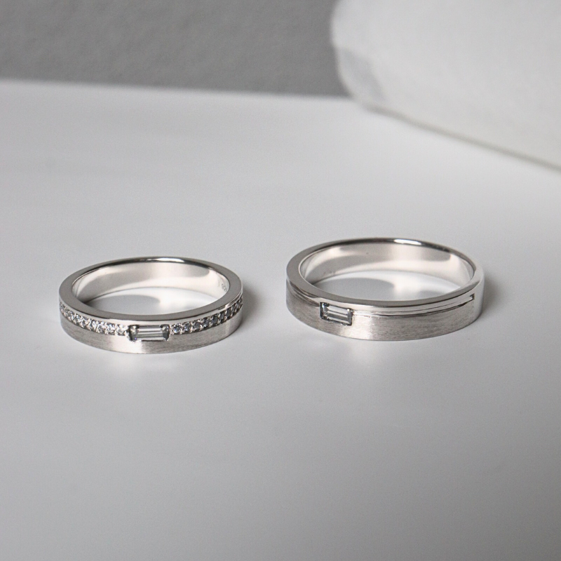  Serein Cặp nhẫn vàng trắng Moissanite CP-Serein-WG10 