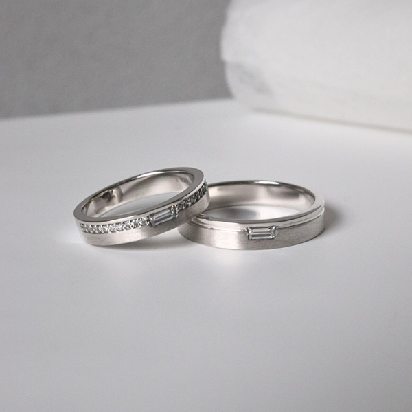  Serein Cặp nhẫn vàng trắng Moissanite CP-Serein-WG10 