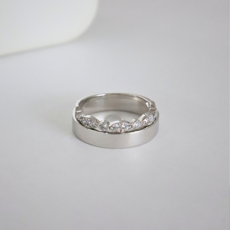 Sire Cặp nhẫn vàng trắng Moissanite CP-Sire-WG10