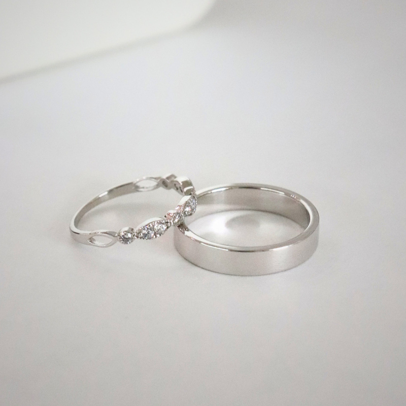 Sire Cặp nhẫn vàng trắng Moissanite CP-Sire-WG10