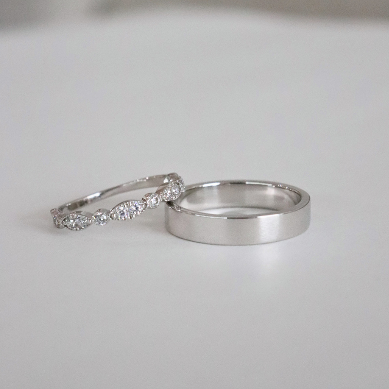 Sire Cặp nhẫn vàng trắng Moissanite CP-Sire-WG10