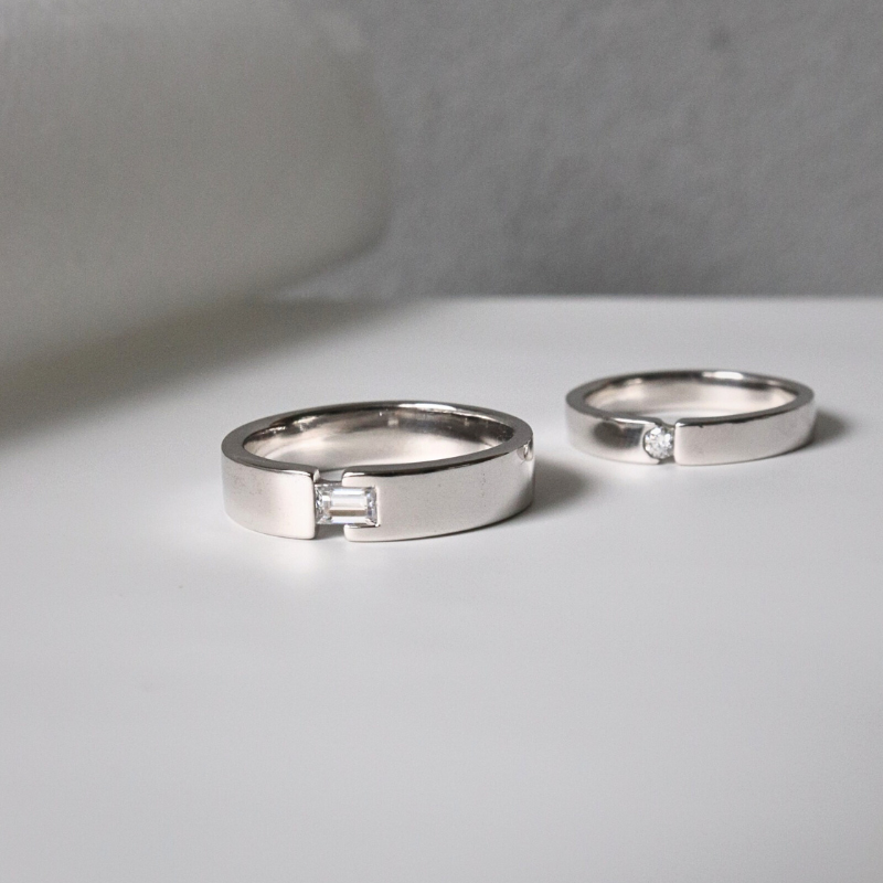  Skylen Cặp nhẫn vàng trắng Moissanite CP-Skylen-WG10 