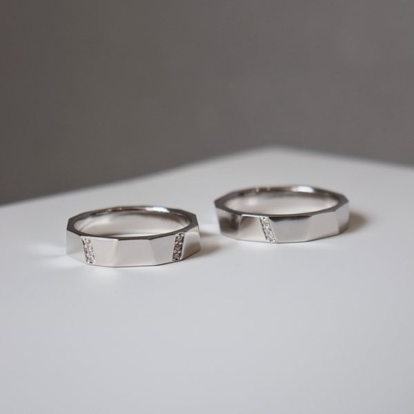  Stella Cặp nhẫn vàng trắng Moissanite CP-Stella-WG10 