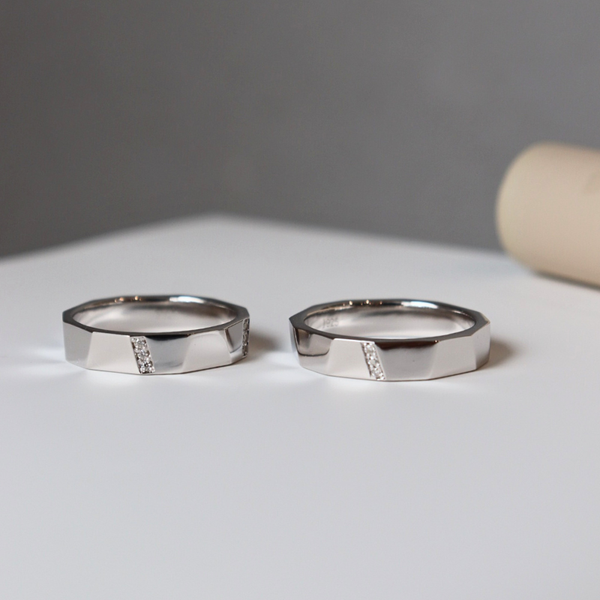  Stella Cặp nhẫn vàng trắng Moissanite CP-Stella-WG10 