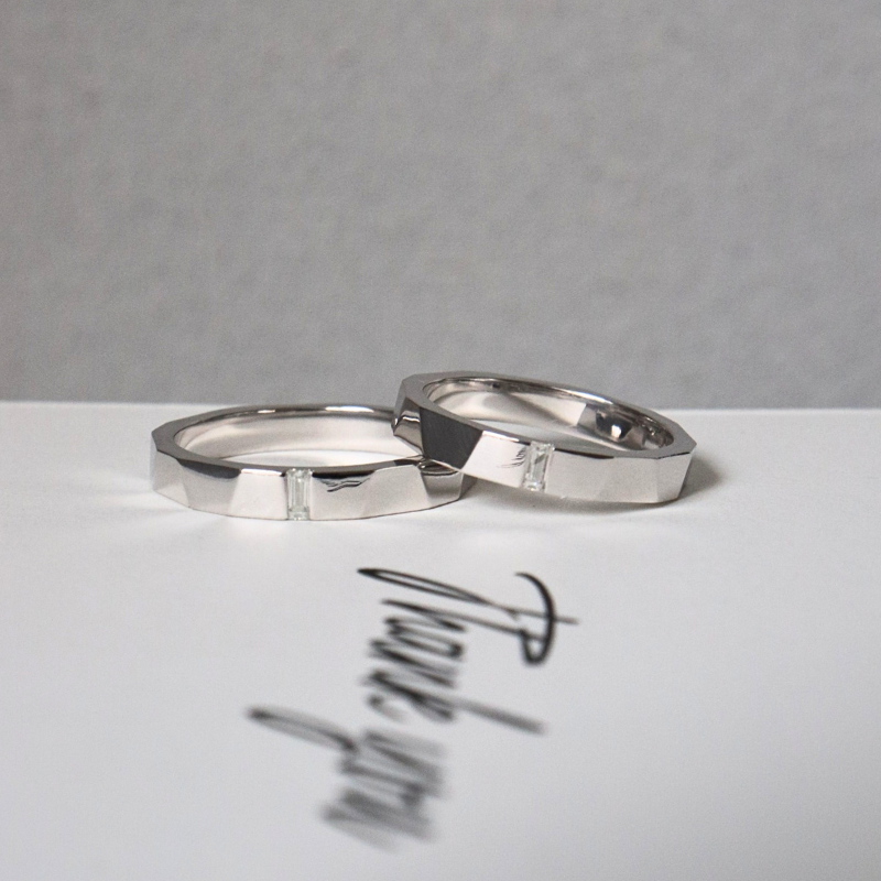  Stellany Cặp nhẫn vàng trắng Moissanite CP- Stellany-WG10 