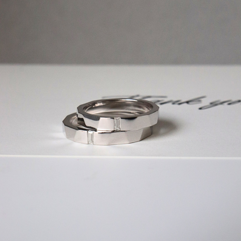  Stellany Cặp nhẫn vàng trắng Moissanite CP- Stellany-WG10 