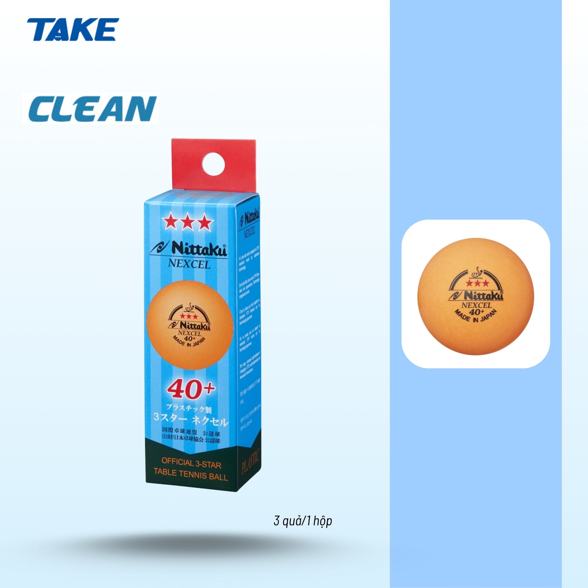 BÓNG NITTAKU COLOR 3 STAR 40+ NEXCEL (HỘP 3 QUẢ) – 1150