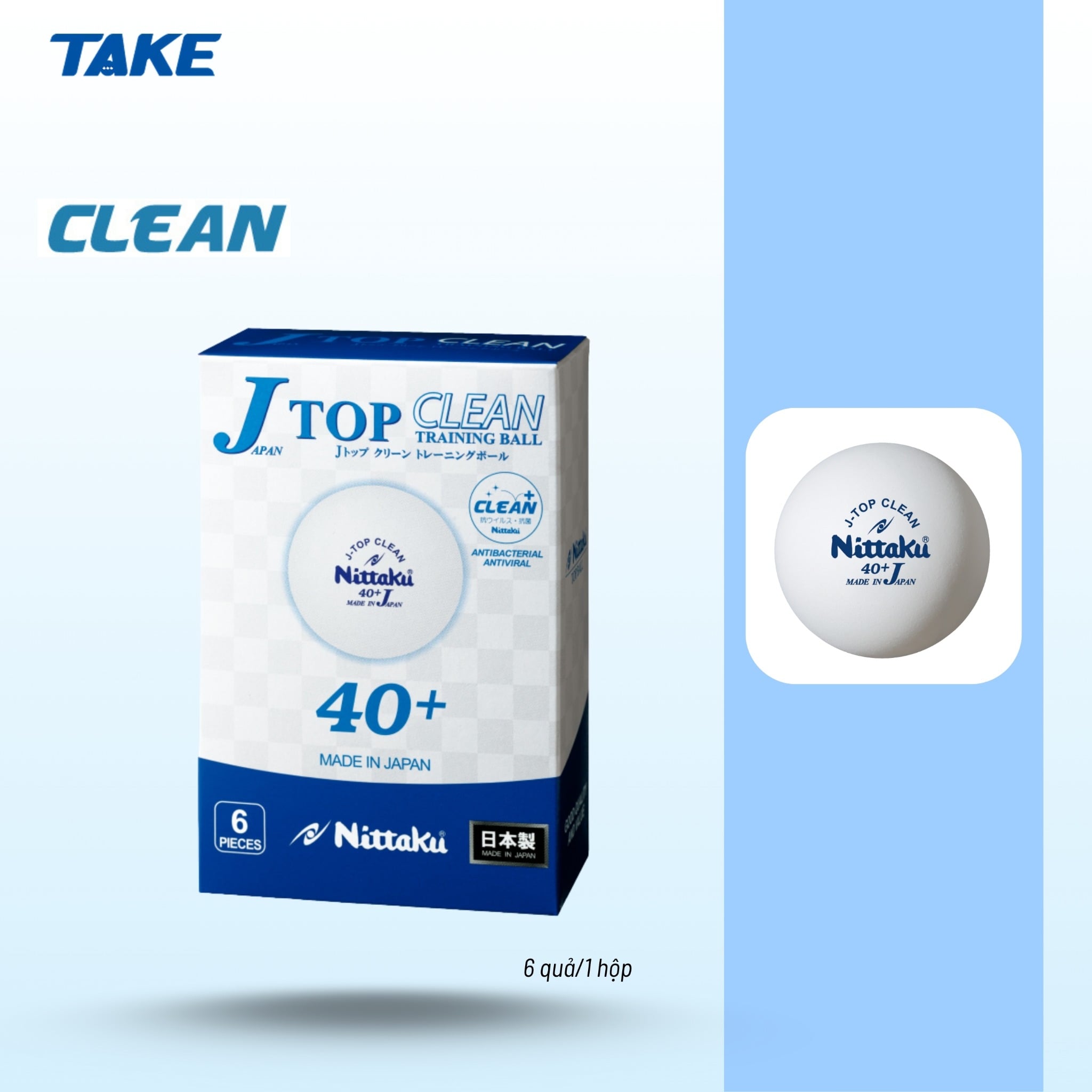 BÓNG TẬP KHÁNG KHUẨN JTOP TRAINING CLEAN 40+ (6 QUẢ/1 HỘP) 1740
