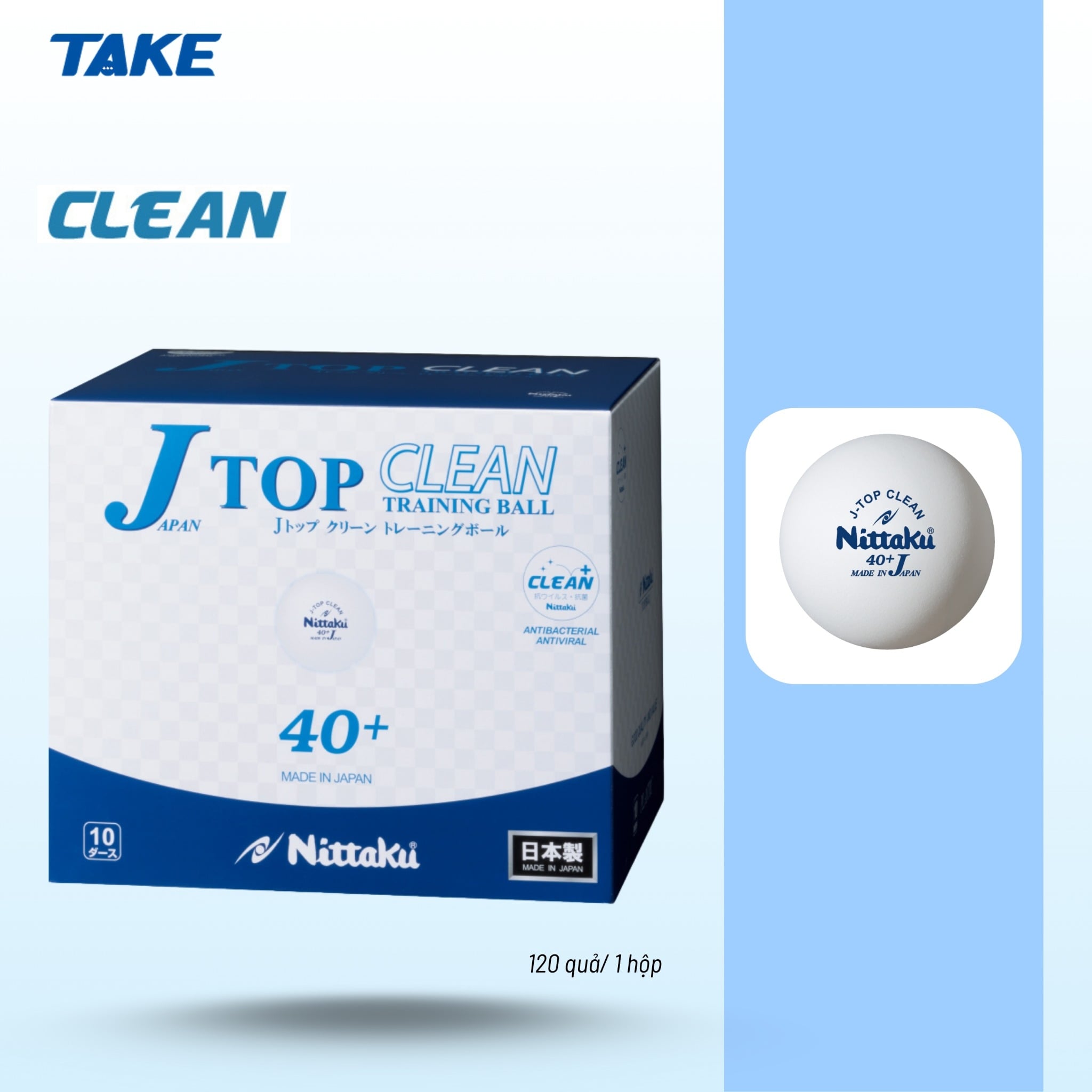 BÓNG TẬP KHÁNG KHUẨN JTOP TRAINING CLEAN 40+ (120 QUẢ/1 THÙNG) 1744