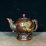  ẤM TRÀ LONG LY HÍ CHÂU BẰNG ĐỒNG MẠ VÀNG PHONG CÁCH HOÀI CỔ BKMECN-10321 