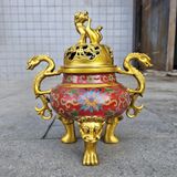  Lư đồng công trầm song long pháp lam BKMECN-10357 