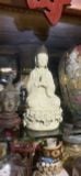  Tượng phật gốm quan âm phật bà chắp tay màu trắng  Cao  26 cm 