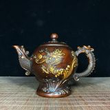  ẤM TRÀ LONG LY HÍ CHÂU BẰNG ĐỒNG MẠ VÀNG PHONG CÁCH HOÀI CỔ BKMECN-10321 