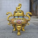  Lư đồng công trầm song long pháp lam BKMECN-10357 