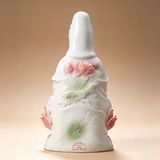  Tượng phật quan âm ngồi đài sen bằng gốm sứ men ngọc màu trắng cao cấp  Kt 35 cm 