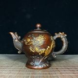  ẤM TRÀ LONG LY HÍ CHÂU BẰNG ĐỒNG MẠ VÀNG PHONG CÁCH HOÀI CỔ BKMECN-10321 