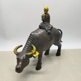  Tượng Đồng Mục Đồng Cưỡi Trâu Hun Nâu đồng vàng nguyên chất BKMECN-10390 