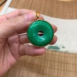  Khấu Bình an Ngọc Bích Bọc vàng 18k BKJECN-9506 