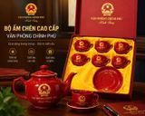  Bộ Ấm Chén Gốm Sứ in Logo Văn Phòng Chính Phủ Kính Tặng Cao Cấp BKCECN-10595 