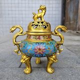  Lư đồng công trầm song long pháp lam BKMECN-10357 