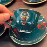  Bộ Ấm Chén In Tổng Bí Thư Tô Lâm Màu Xanh Men Ngọc Gốm Sứ Bát Tràng BKCEVN-10248 