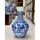  Bình Gốm Cắm Hoa Đào Men Xanh Vẽ Cảnh BKCECN-10258 