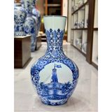  Bình Gốm Cắm Hoa Đào Men Xanh Vẽ Cảnh BKCECN-10258 