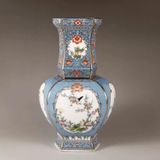  Bình gốm Pháp Lam Thiên Thanh Bổ Ô Hoa Điểu Sưu Tầm BKCECN-10041 