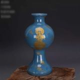  Bình Gốm Xanh Vẽ Vàng Văn Thù Bồ Tát Cổ BKCECN-10092 