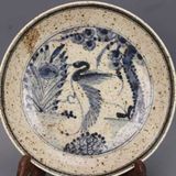  Đĩa Gốm Cổ Men Rạn Vẽ Tay Chim Công May Mắn BKCECN-10094 