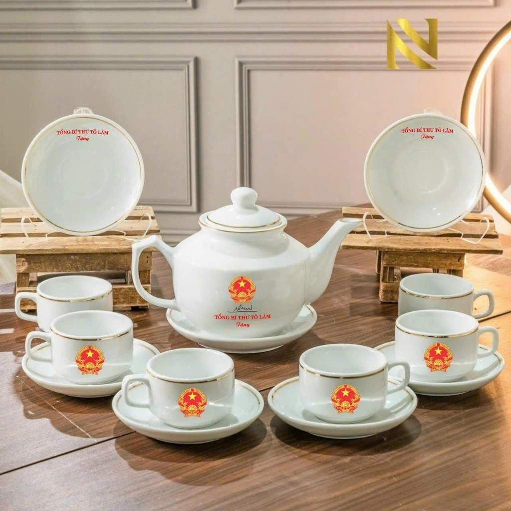  Bộ Ấm Chén Tổng Bí Thư Tô Lâm Men Ngọc gốm sứ Bát Tràng BKCECN-10183 