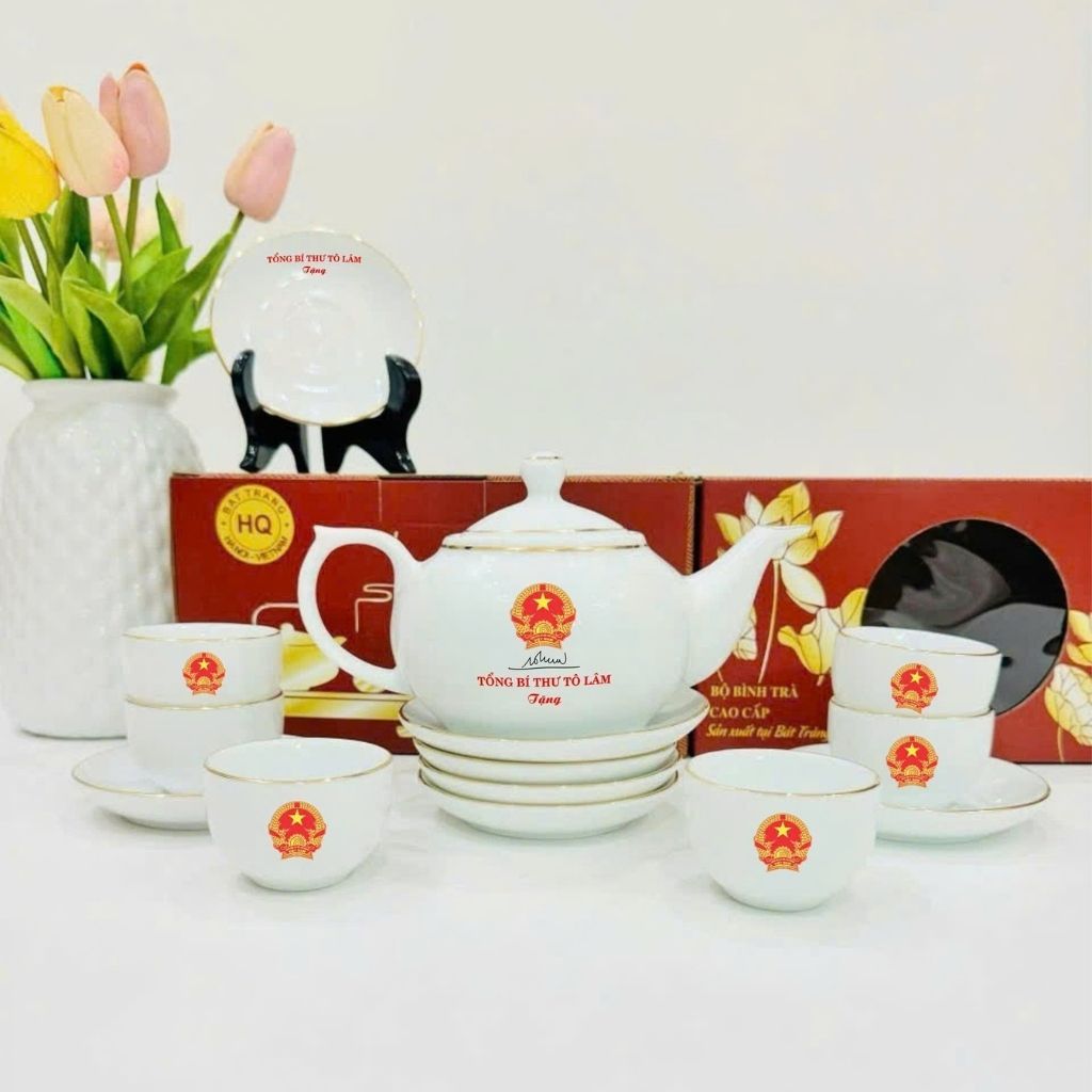  Bộ Ấm Chén Tổng Bí Thư Tô Lâm Gốm Sứ Bát Tràng Dáng Đèn Thần BKCECN-10185 