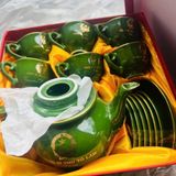  Bộ Ấm Chén In Tên Tổng Bí Thư Tô Lâm Màu Xanh Lục Bát Tràng BKCECN-10224 