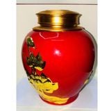  Hũ Đựng Chè Gốm Sứ Đỏ Dát Vàng Kim Sen BKCECN-10264 