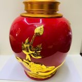 Hũ Đựng Chè Gốm Sứ Đỏ Dát Vàng Kim Sen BKCECN-10264 