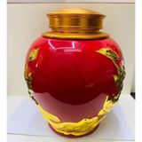  Hũ Đựng Chè Gốm Sứ Đỏ Dát Vàng Kim Sen BKCECN-10264 