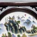  Tranh Sứ Sơn Thủy Khung Gỗ Trắc Cổ Điển BKCECN-10328 