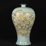  Bình Hoa Gốm Men Rạn Vẽ Vàng 24K  BKCECN-10338 