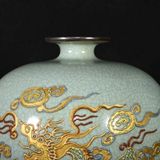  Bình Hoa Gốm Men Rạn Vẽ Vàng 24K  BKCECN-10338 
